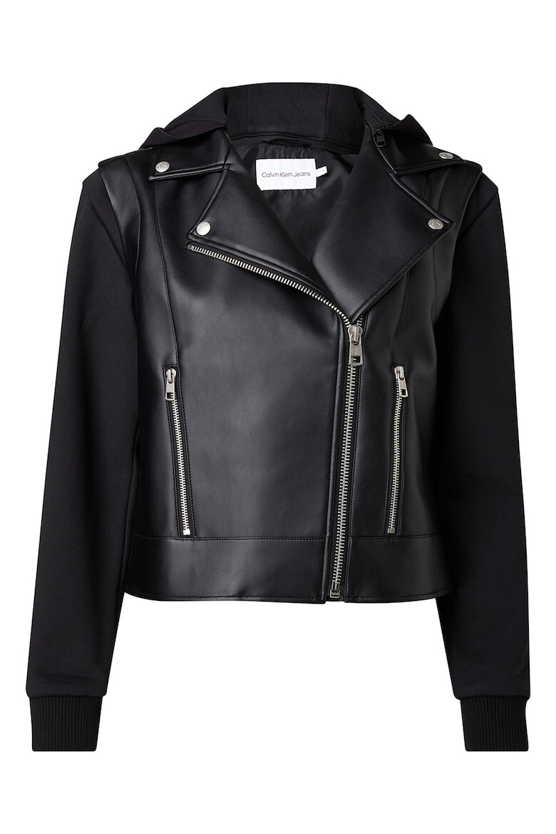 CALVIN KLEIN JEANS Jacheta biker de piele ecologica cu gluga - Pled.ro