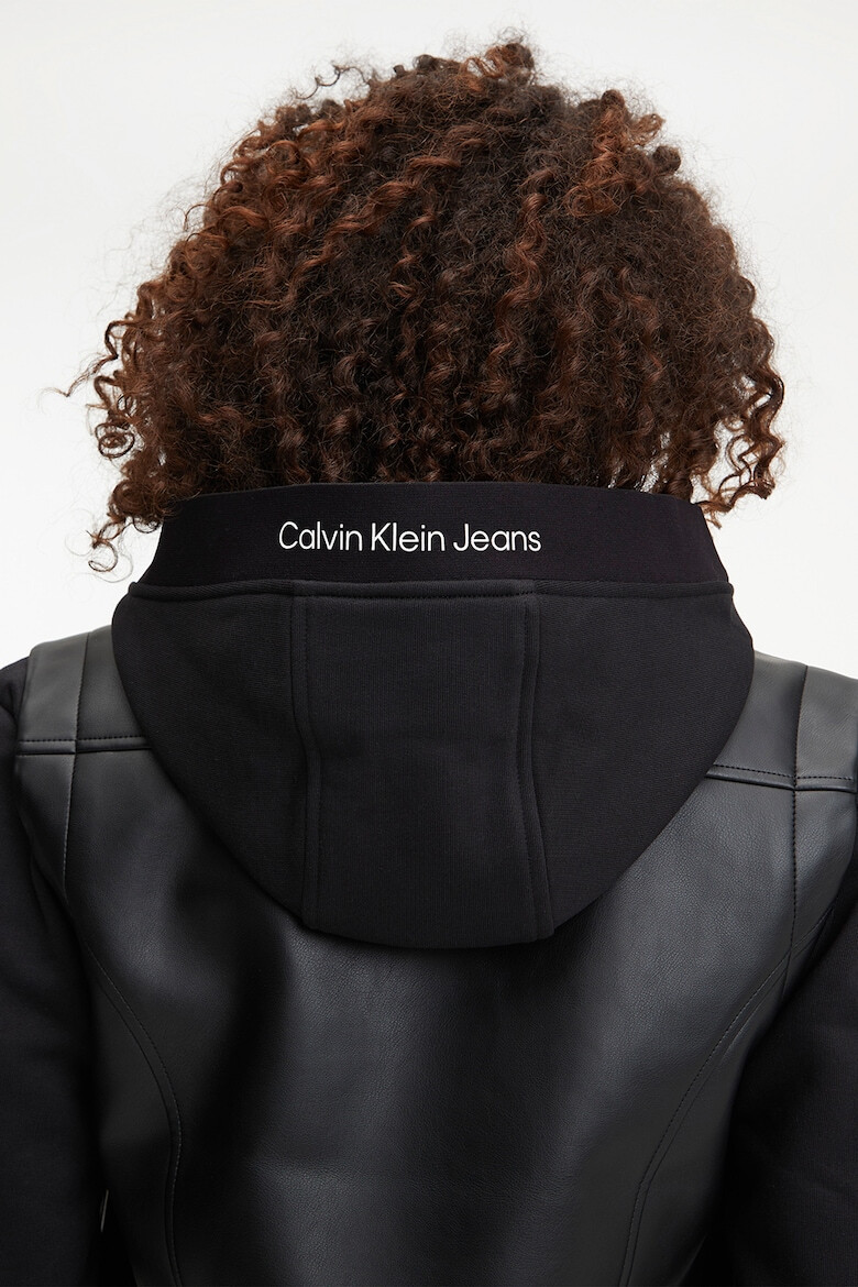 CALVIN KLEIN JEANS Jacheta biker de piele ecologica cu gluga - Pled.ro