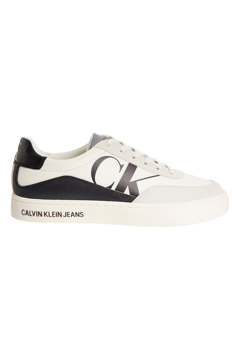 CALVIN KLEIN JEANS Pantofi sport low-cut de piele si piele intoarsa cu monograma - Pled.ro