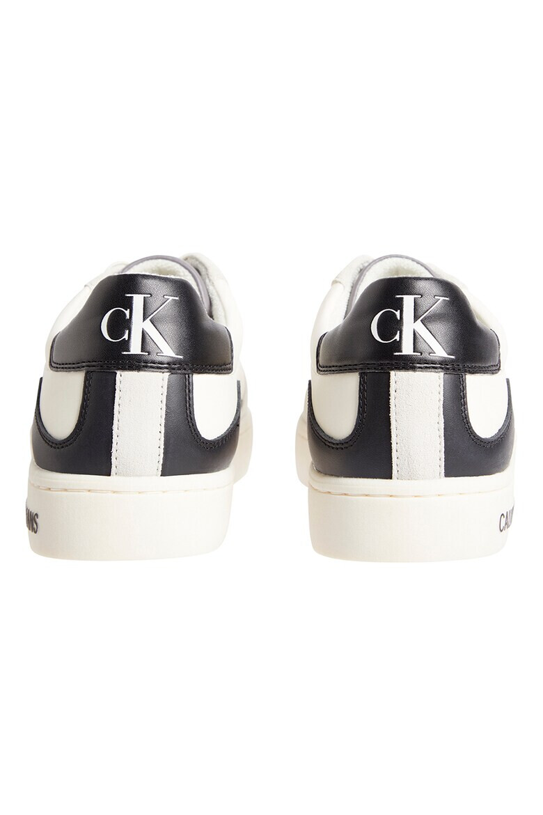 CALVIN KLEIN JEANS Pantofi sport low-cut de piele si piele intoarsa cu monograma - Pled.ro