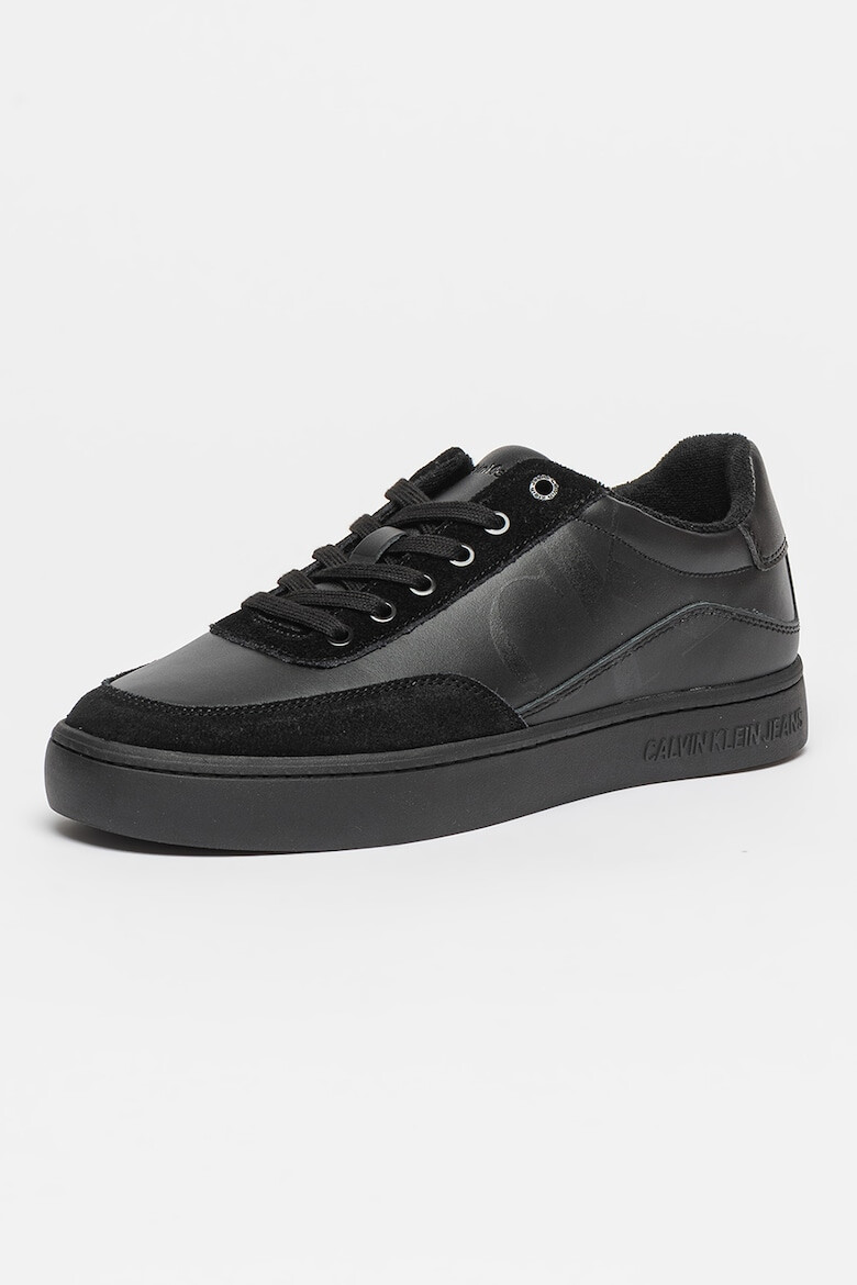 CALVIN KLEIN JEANS Pantofi sport low-cut de piele si piele intoarsa cu monograma - Pled.ro