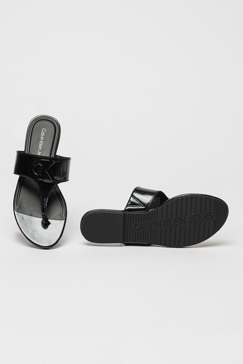 CALVIN KLEIN JEANS Papuci flip-flop de piele ecologica lacuita - Pled.ro