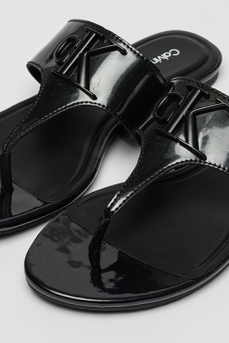 CALVIN KLEIN JEANS Papuci flip-flop de piele ecologica lacuita - Pled.ro