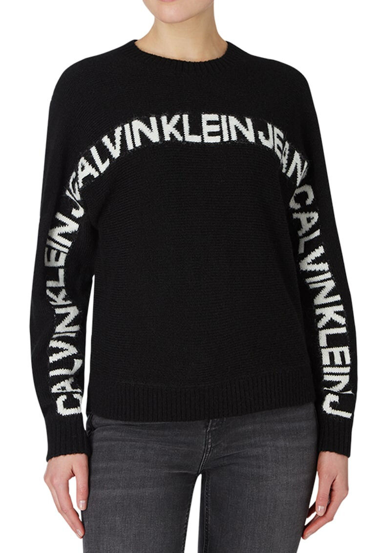 CALVIN KLEIN JEANS Pulover cu decolteu la baza gatului din amestec de lana alpaca - Pled.ro