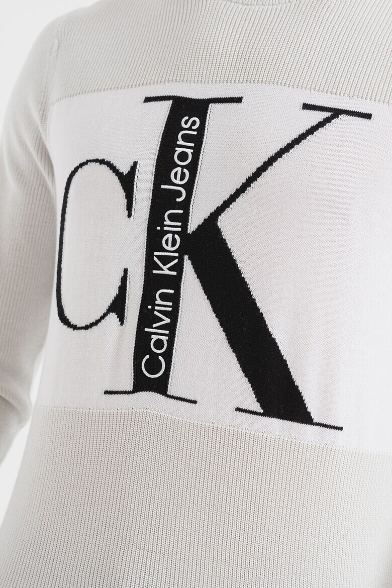 CALVIN KLEIN JEANS Pulover cu decolteu la baza gatului si model logo supradimensionat - Pled.ro