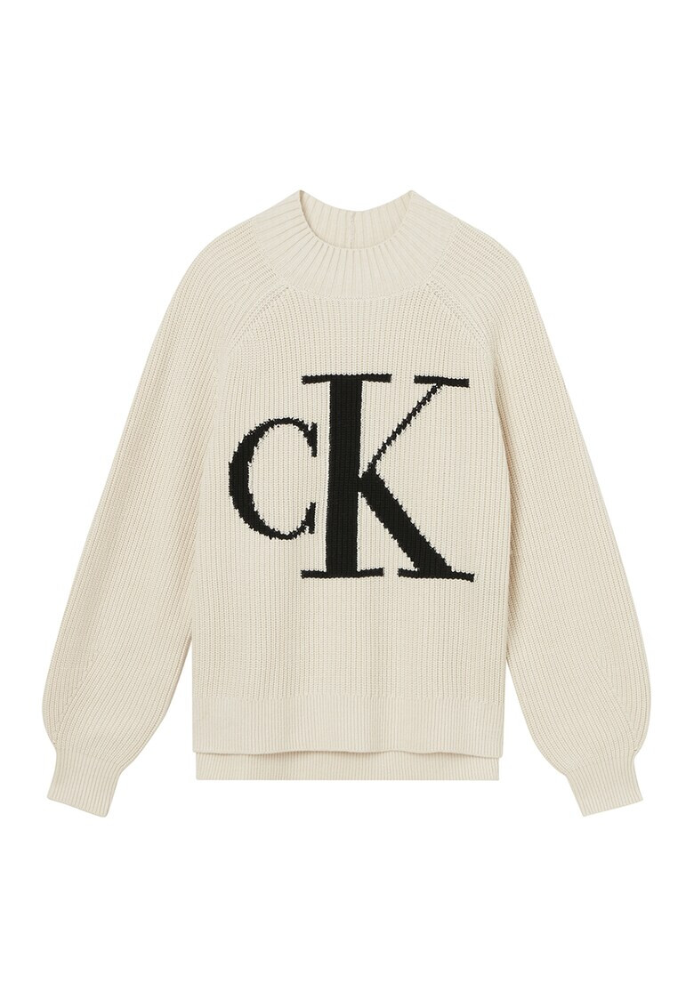 CALVIN KLEIN JEANS Pulover din amestec de lana cu imprimeu logo - Pled.ro