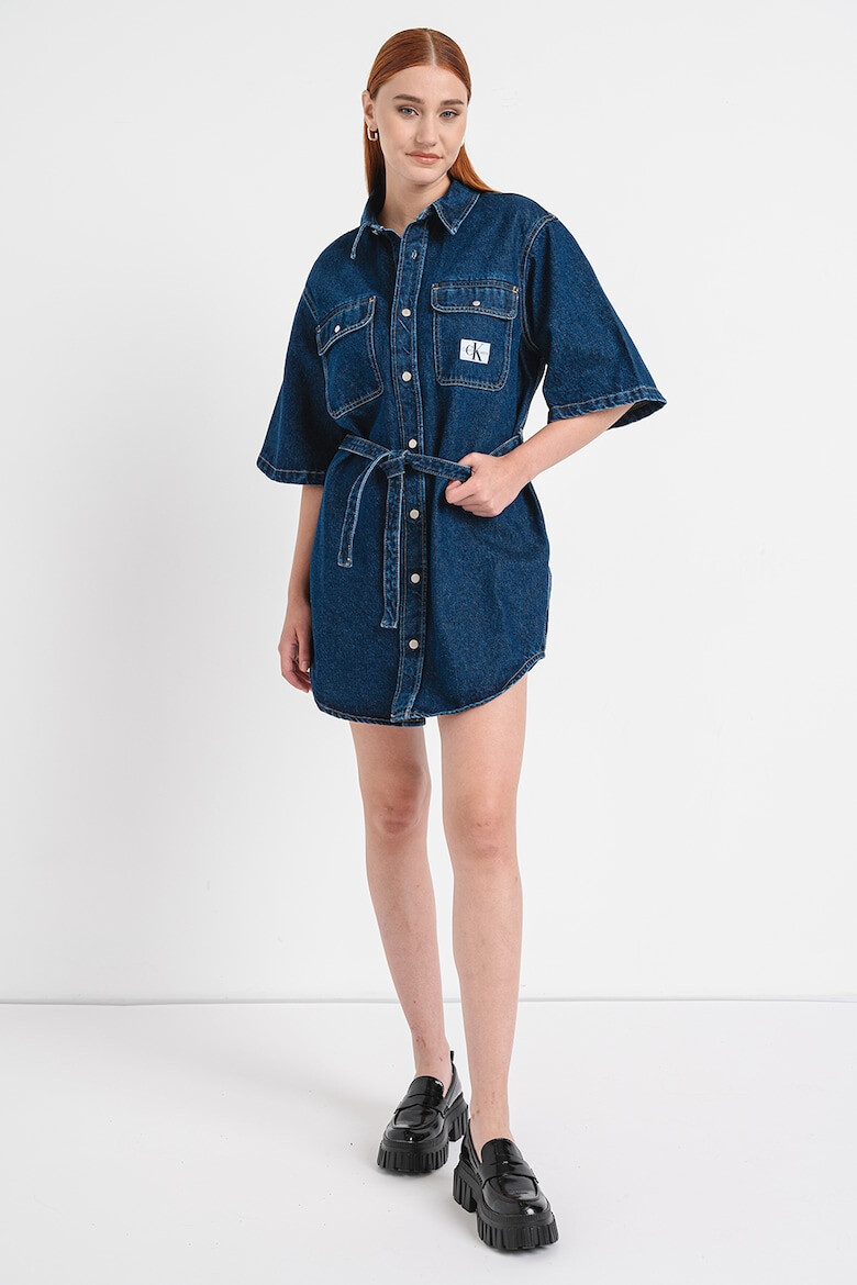 CALVIN KLEIN JEANS Rochie-camasa din denim cu buzunare aplicate pe piept - Pled.ro