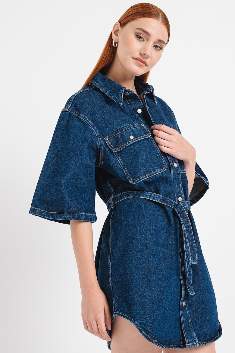 CALVIN KLEIN JEANS Rochie-camasa din denim cu buzunare aplicate pe piept - Pled.ro