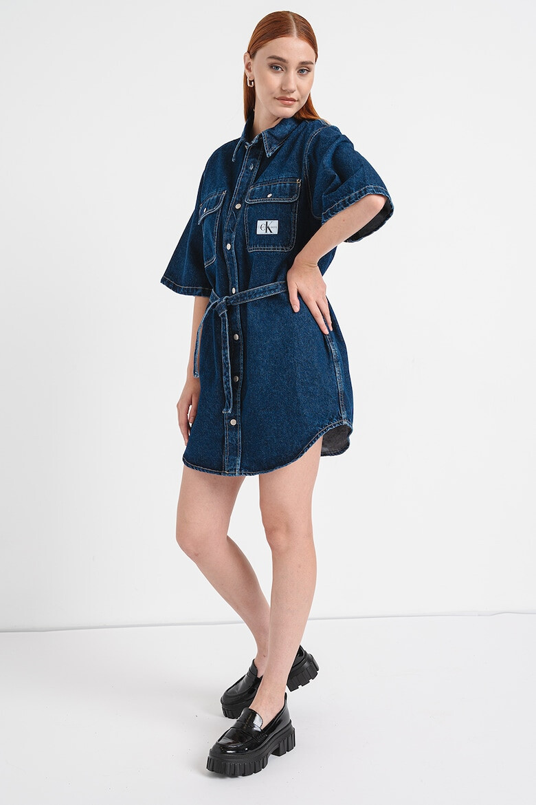 CALVIN KLEIN JEANS Rochie-camasa din denim cu buzunare aplicate pe piept - Pled.ro