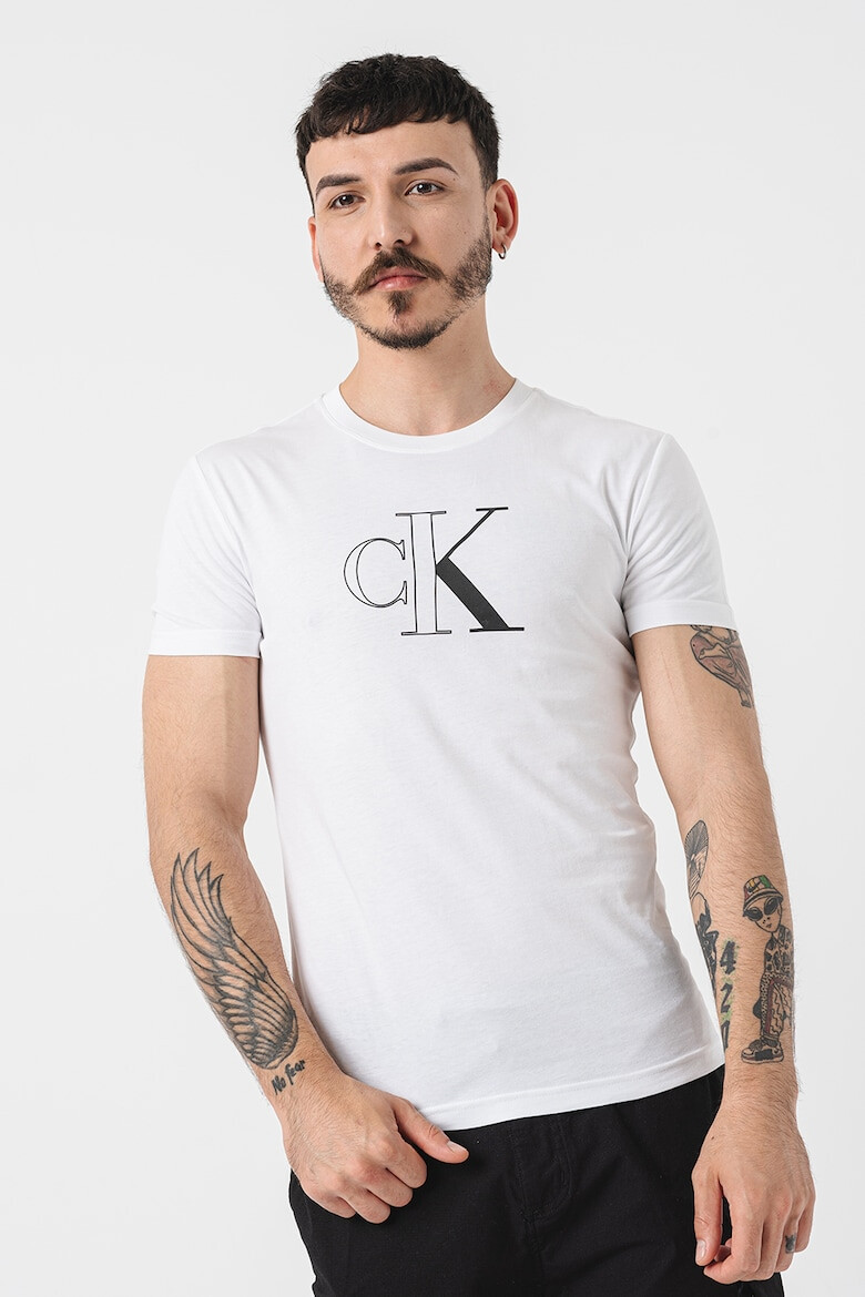 CALVIN KLEIN JEANS Tricou cu decolteu la baza gatului si imprimeu logo - Pled.ro