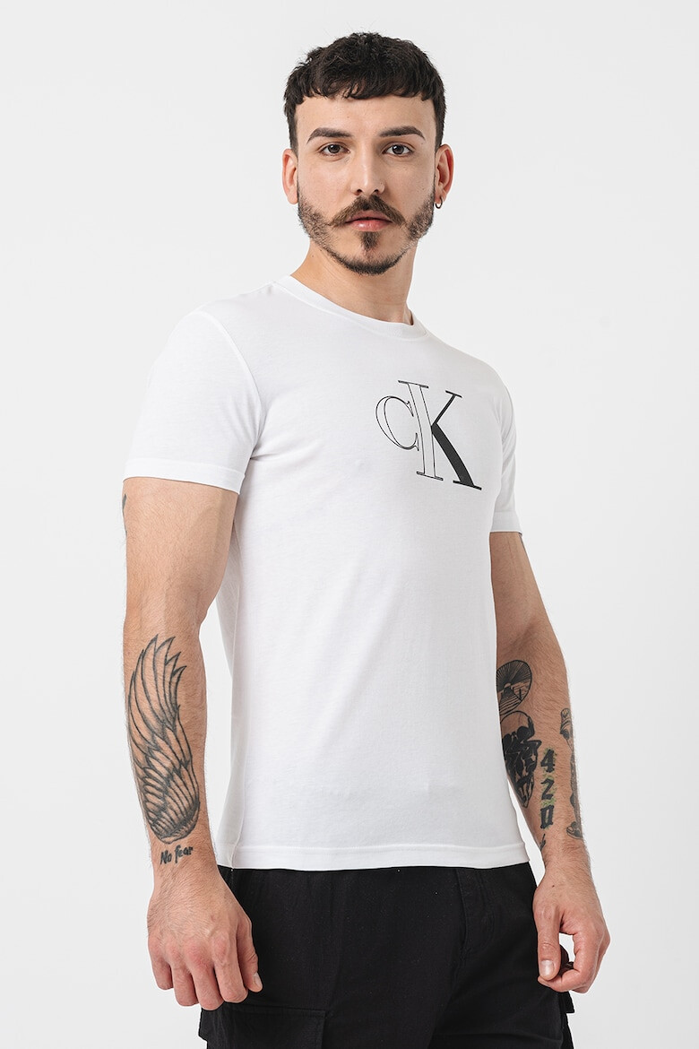 CALVIN KLEIN JEANS Tricou cu decolteu la baza gatului si imprimeu logo - Pled.ro