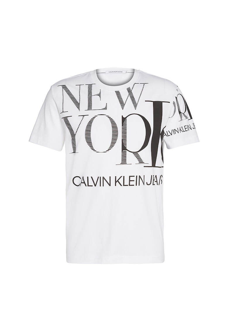 CALVIN KLEIN JEANS Tricou cu decolteu la baza gatului si imprimeu text - Pled.ro