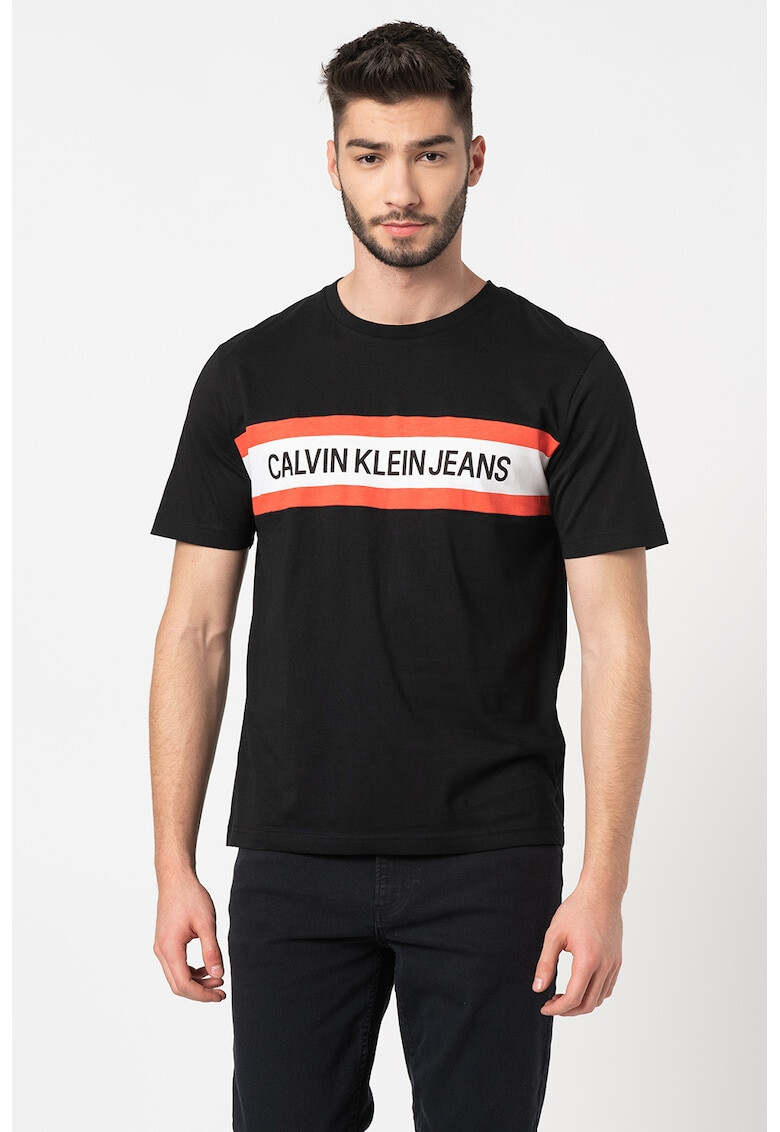 CALVIN KLEIN JEANS Tricou cu decolteu la baza gatului si logo - Pled.ro