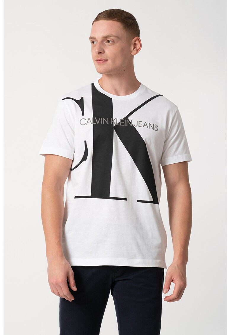 CALVIN KLEIN JEANS Tricou din bumbac organic cu imprimeu logo supradimensionat - Pled.ro