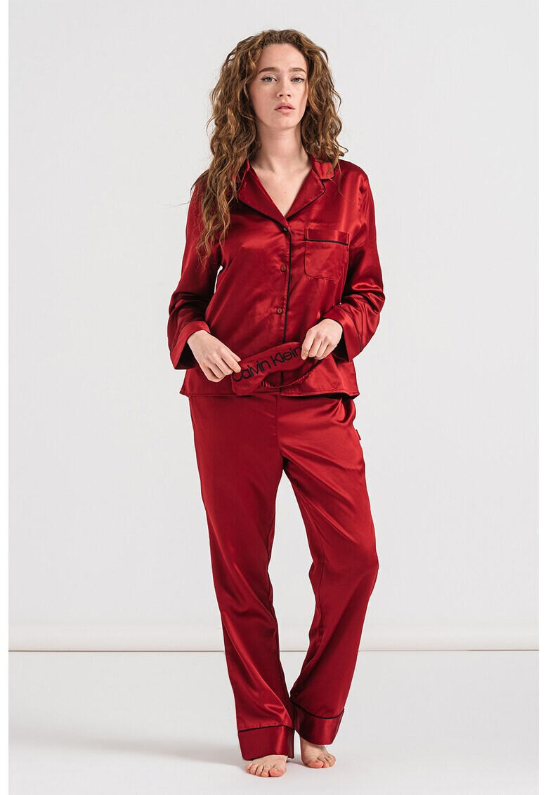 CALVIN KLEIN Pijama lunga de satin si masca de dormit - Pled.ro