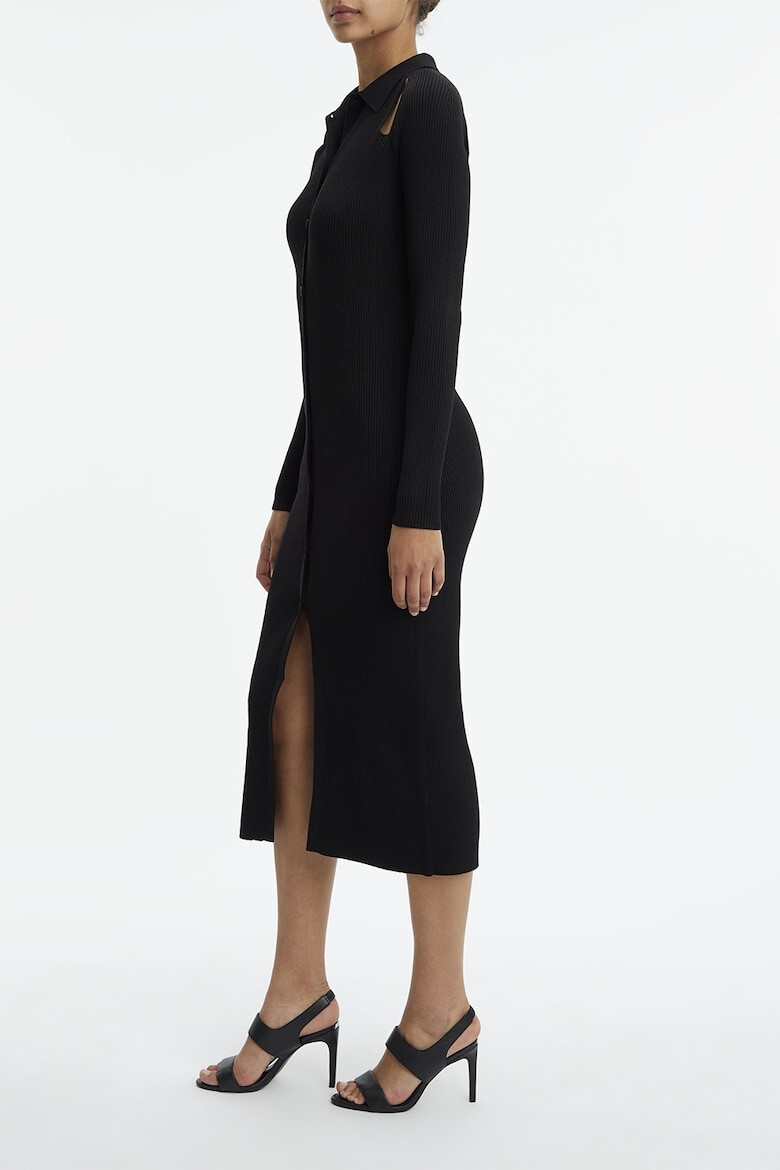 CALVIN KLEIN Rochie midi cu aspect striat si decupaje - Pled.ro