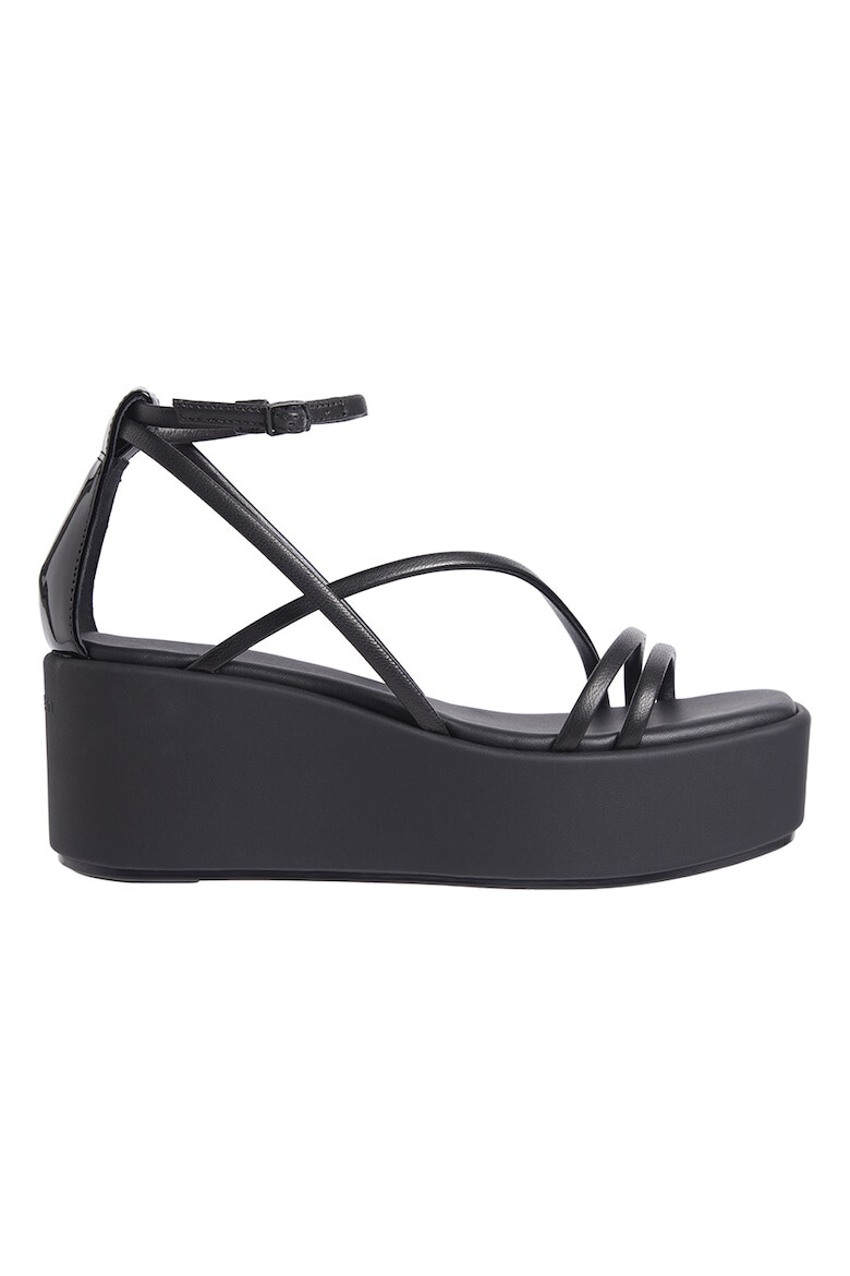 CALVIN KLEIN Sandale din piele si piele lacuita cu talpa wedge - Pled.ro