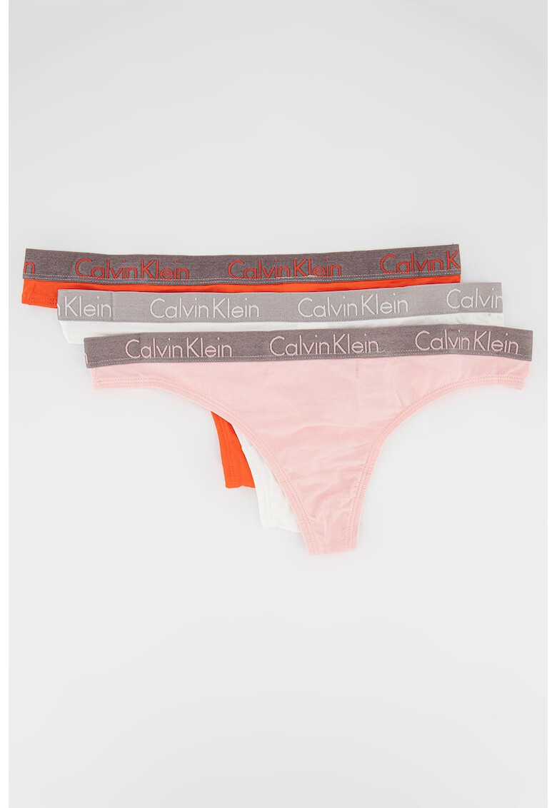 CALVIN KLEIN Set de chiloti tanga cu banda logo in talie - 2 perechi - Pled.ro