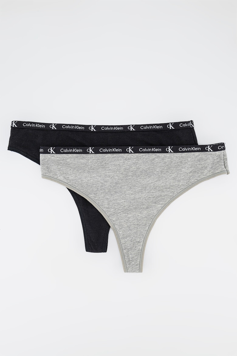 CALVIN KLEIN Set de chiloti tanga cu banda logo in talie- 2 perechi - Pled.ro