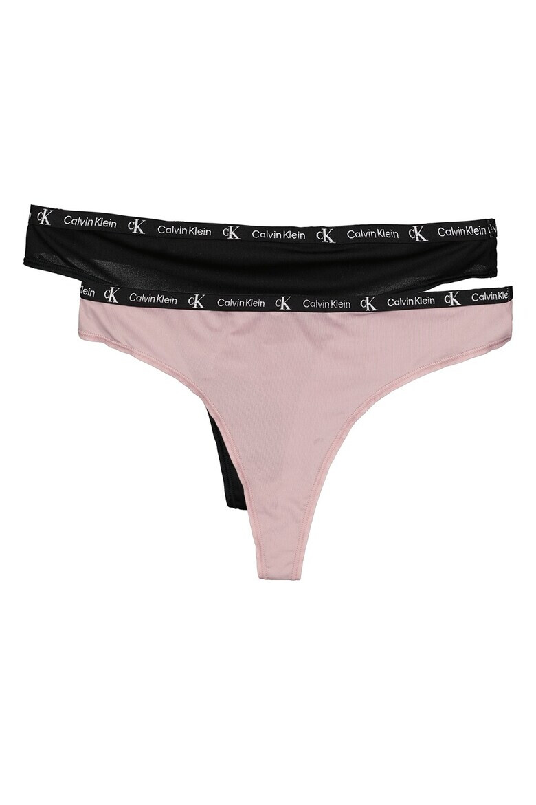 CALVIN KLEIN Set de chiloti tanga cu banda logo in talie - 2 perechi - Pled.ro