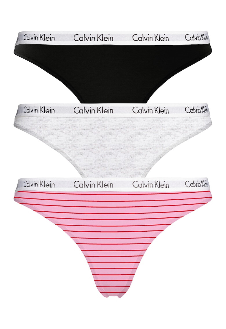 CALVIN KLEIN Set de chiloti tanga cu banda logo in talie - 3 perechi - Pled.ro