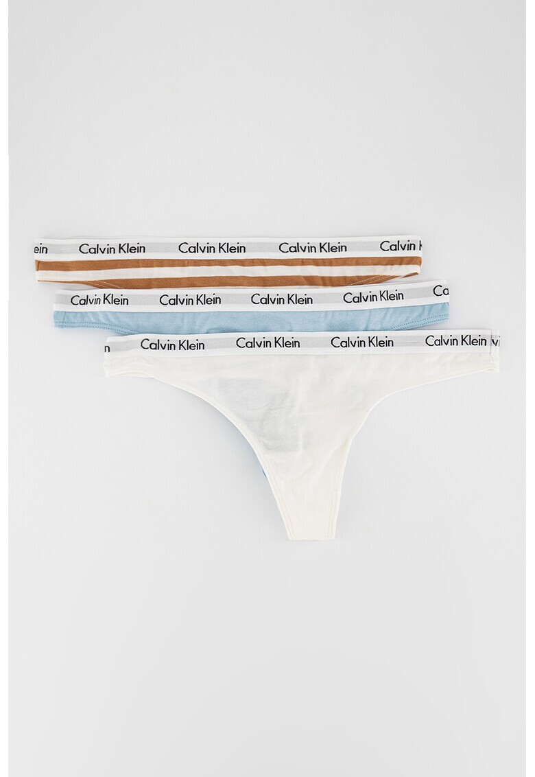 CALVIN KLEIN Set de chiloti tanga cu banda logo in talie - 3 perechi - Pled.ro