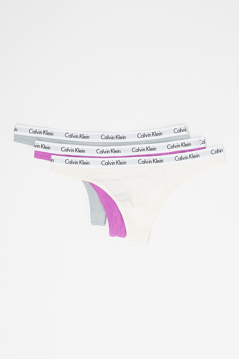 CALVIN KLEIN Set de chiloti tanga cu banda logo in talie - 3 perechi - Pled.ro