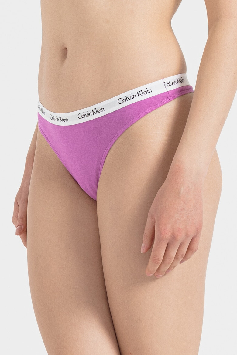 CALVIN KLEIN Set de chiloti tanga cu banda logo in talie - 3 perechi - Pled.ro