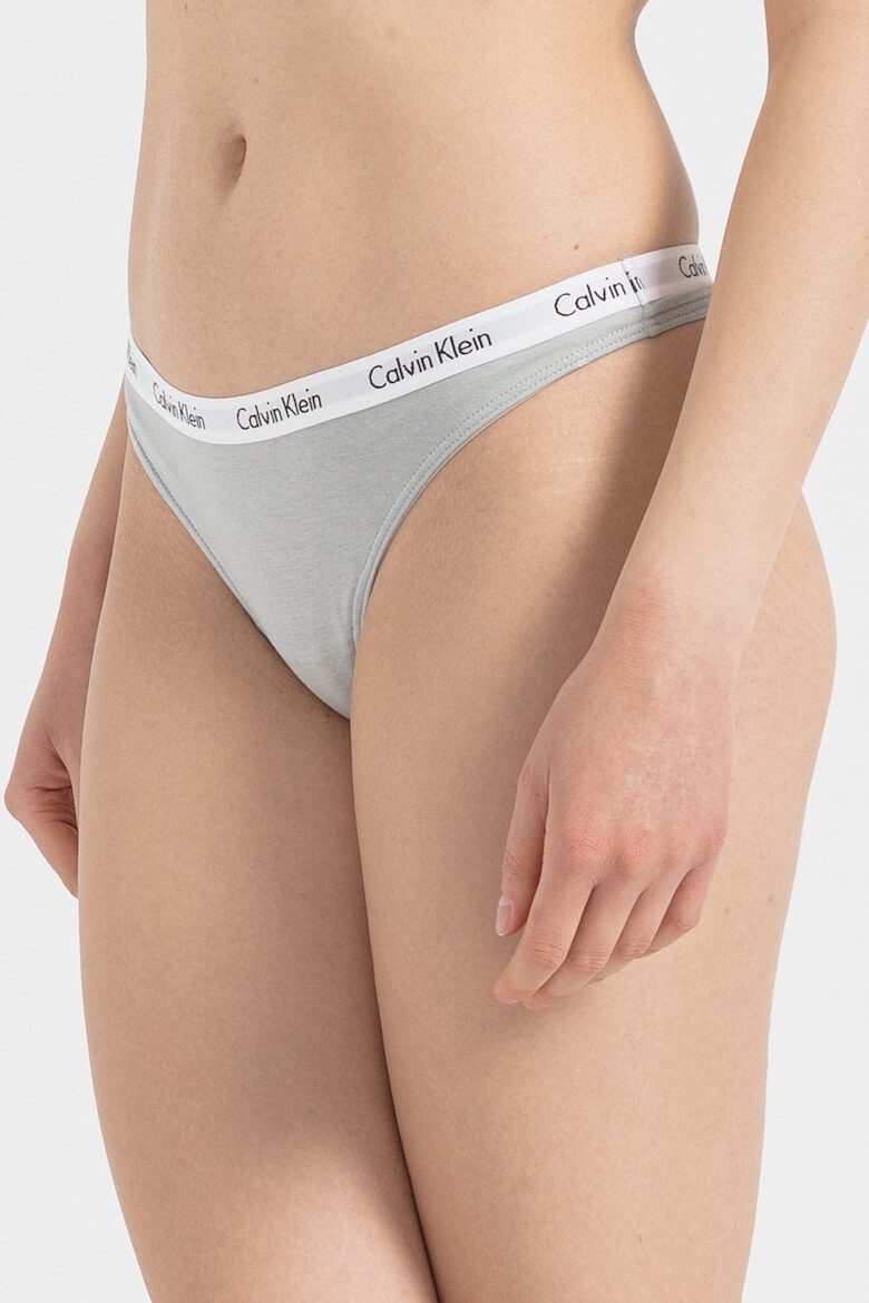 CALVIN KLEIN Set de chiloti tanga cu banda logo in talie - 3 perechi - Pled.ro