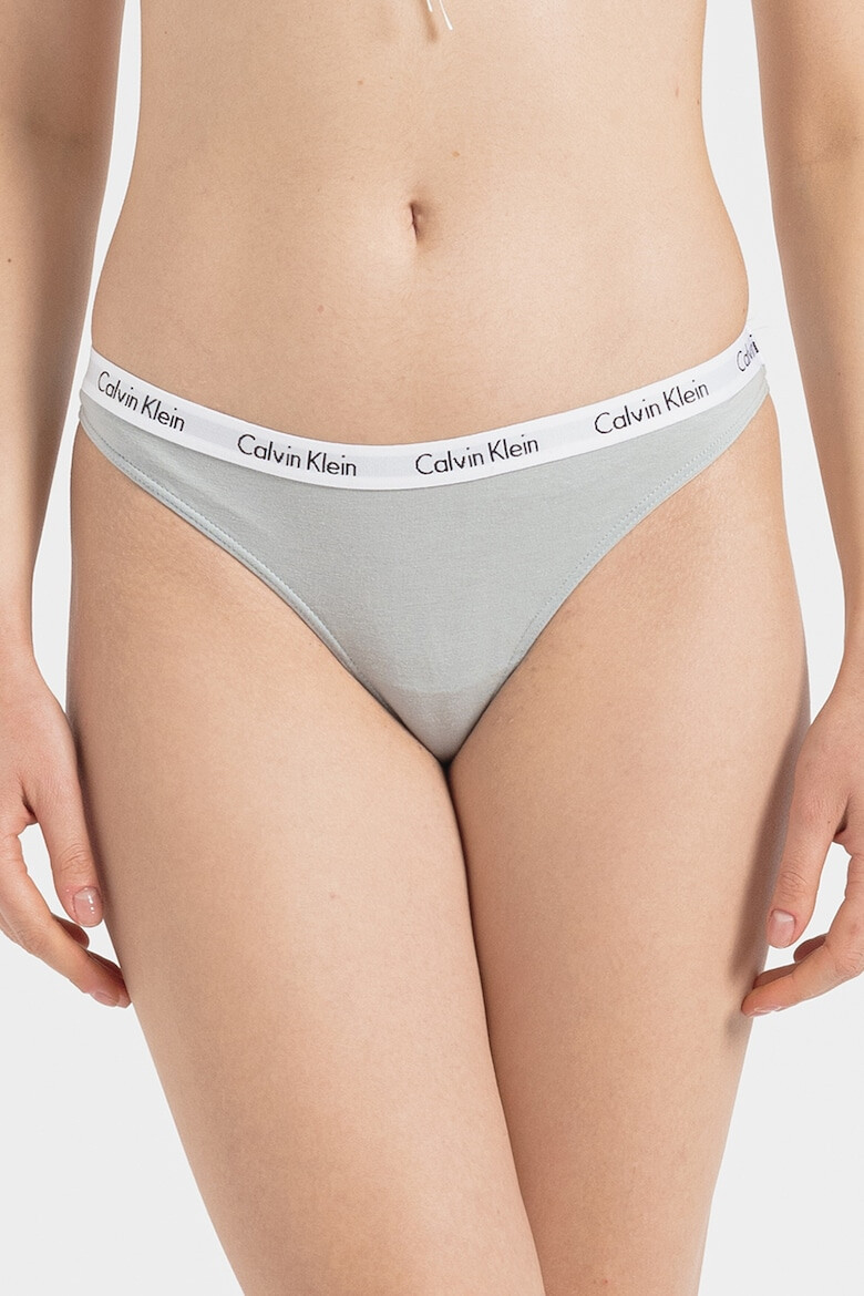 CALVIN KLEIN Set de chiloti tanga cu banda logo in talie - 3 perechi - Pled.ro