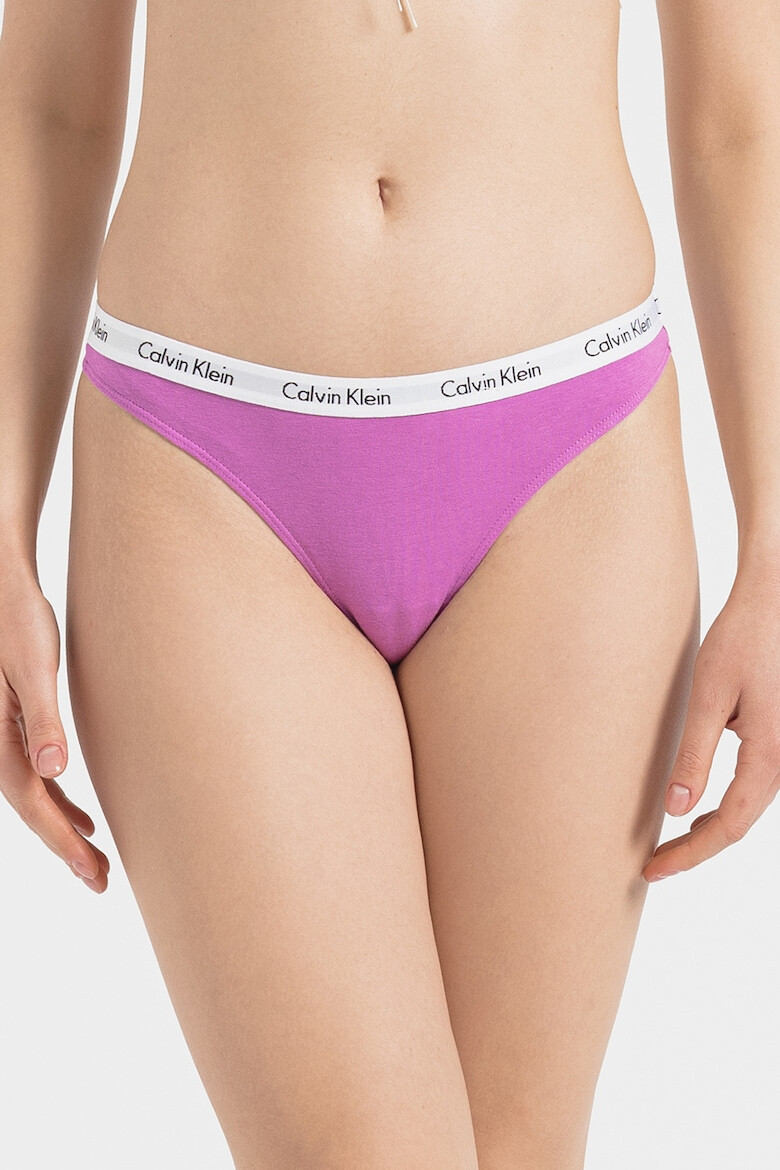 CALVIN KLEIN Set de chiloti tanga cu banda logo in talie - 3 perechi - Pled.ro