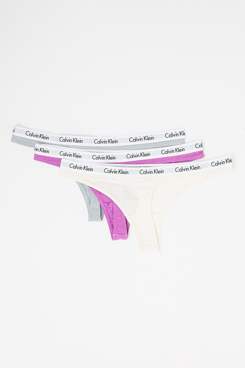 CALVIN KLEIN Set de chiloti tanga cu banda logo in talie - 3 perechi - Pled.ro