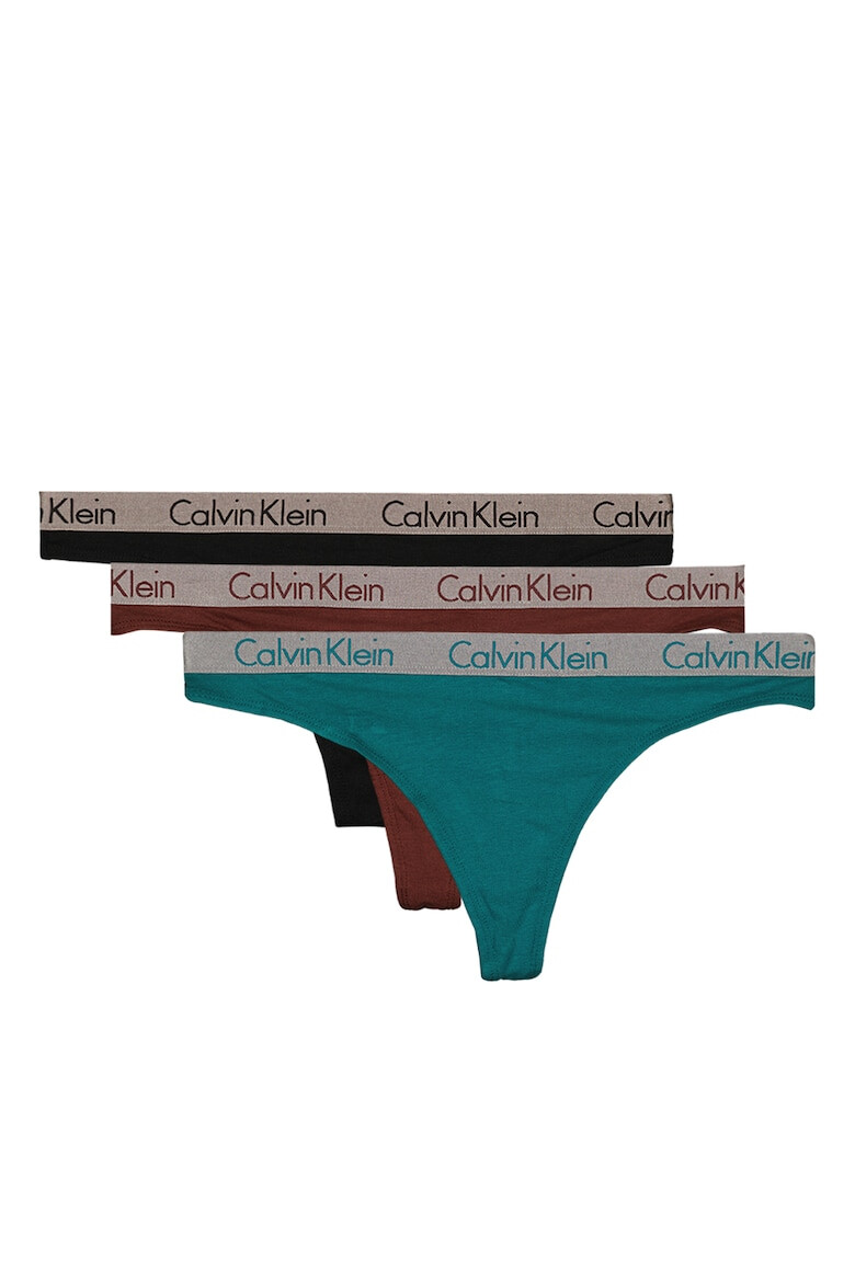 CALVIN KLEIN Set de chiloti tanga cu banda logo in talie - 3 perechi - Pled.ro