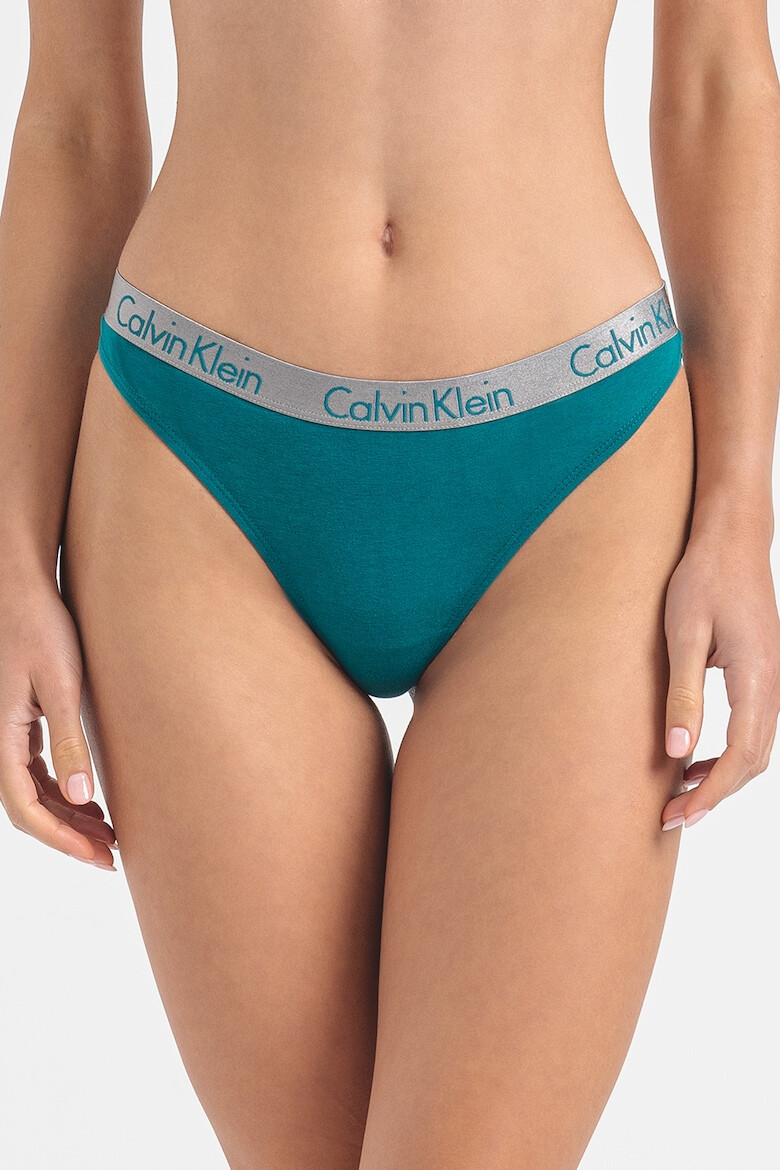 CALVIN KLEIN Set de chiloti tanga cu banda logo in talie - 3 perechi - Pled.ro