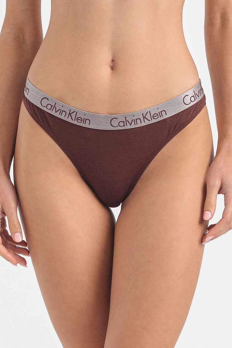 CALVIN KLEIN Set de chiloti tanga cu banda logo in talie - 3 perechi - Pled.ro