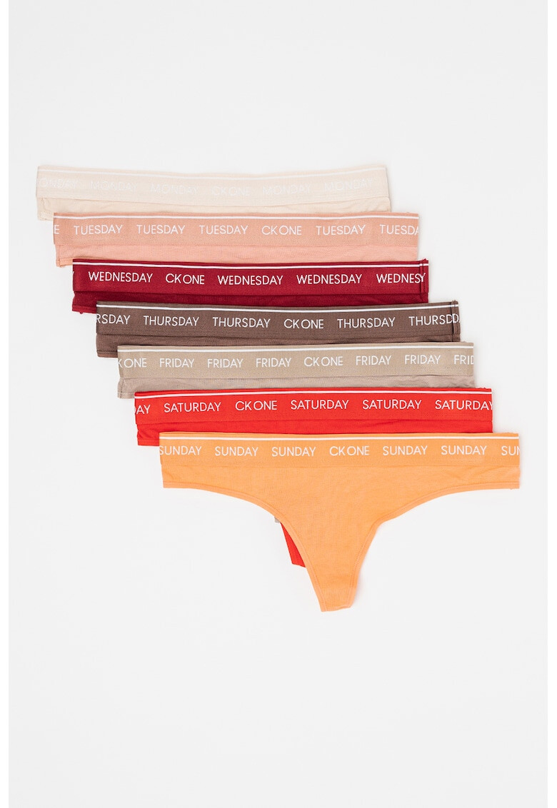 CALVIN KLEIN Set de chiloti tanga cu talie joasa - 7 perechi - Pled.ro