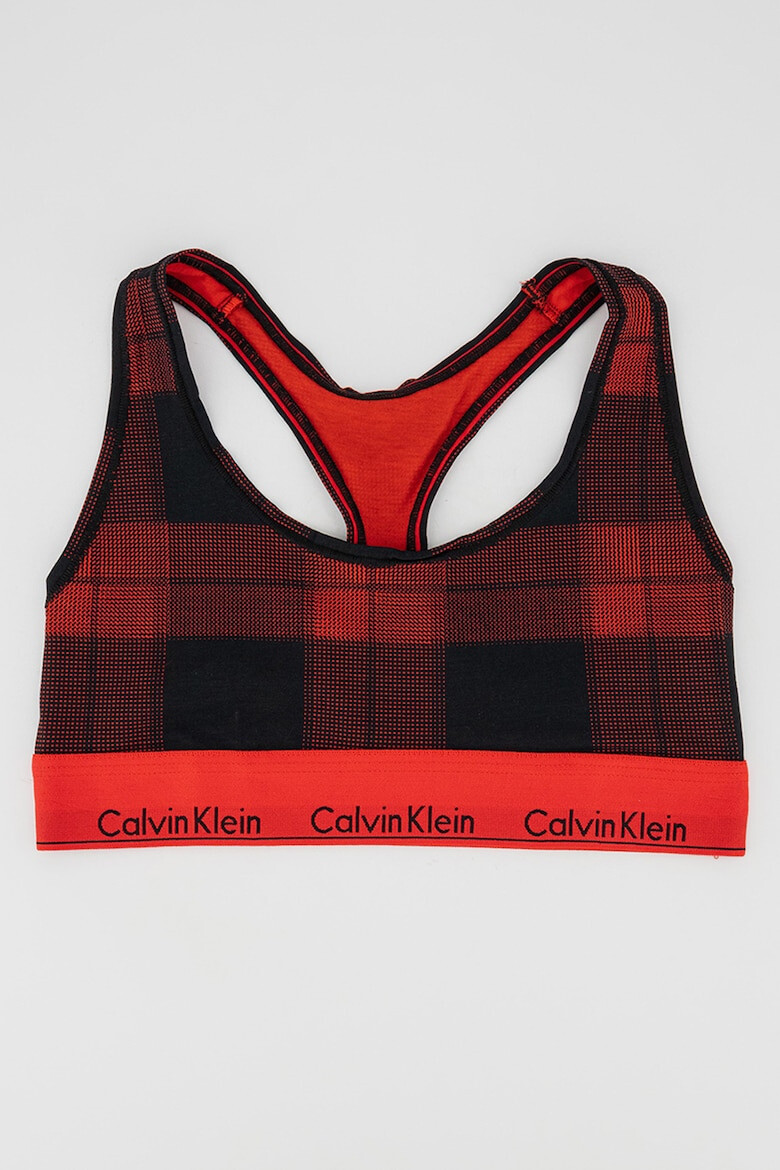 CALVIN KLEIN Set de chiloti tanga si bustiera cu model in carouri - Pled.ro