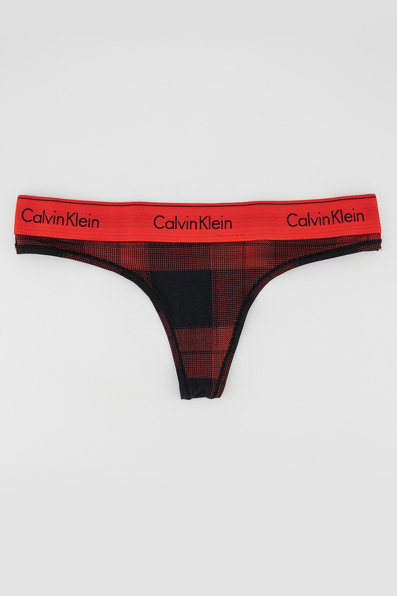 CALVIN KLEIN Set de chiloti tanga si bustiera cu model in carouri - Pled.ro