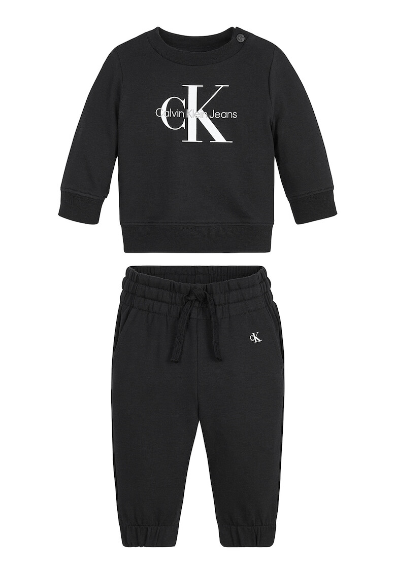 CALVIN KLEIN Set de hanorac din amestec de bumbac organic cu fermoar si pantaloni sport - Pled.ro