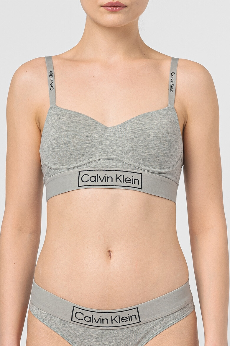 CALVIN KLEIN Sutien cu imprimeu logo si bretele ajustabile - Pled.ro