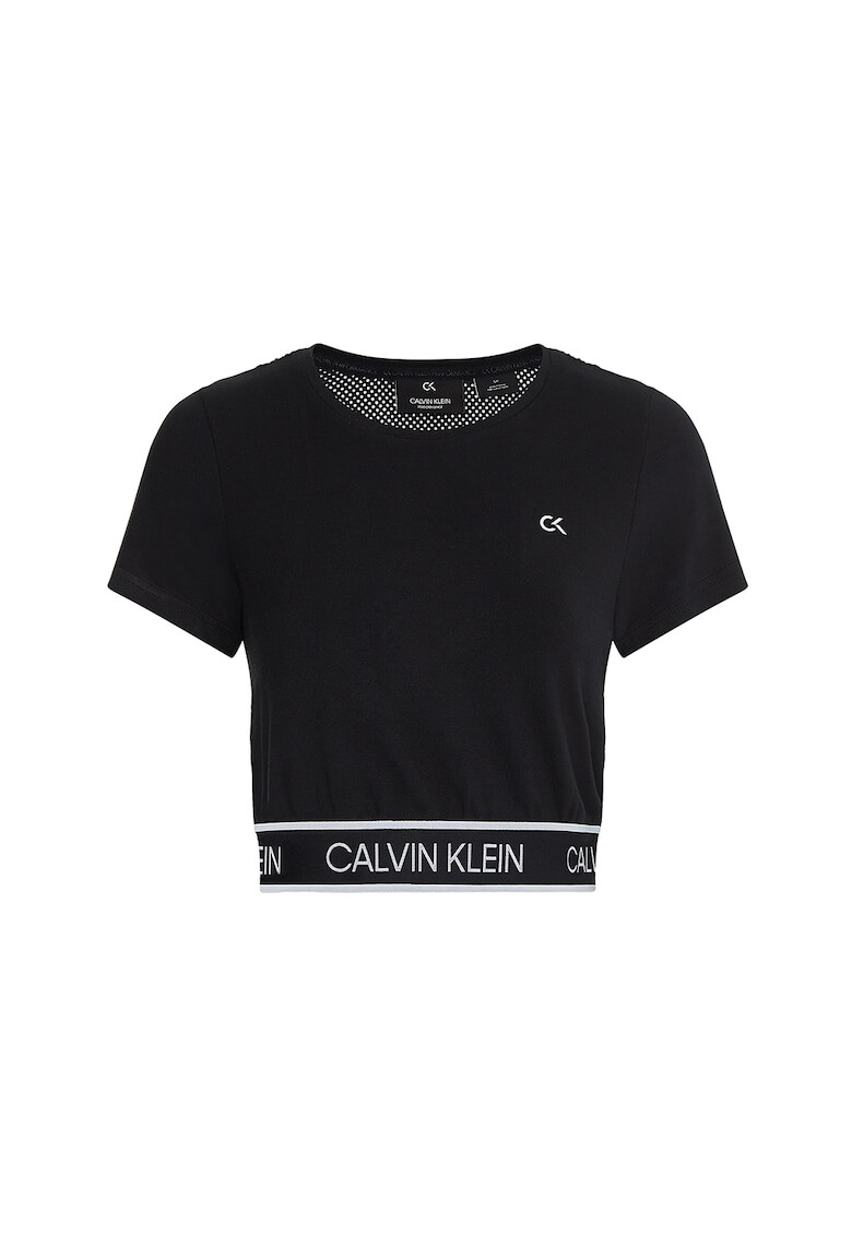 CALVIN KLEIN Tricou crop cu banda cu imprimeu logo in talie pentru fitness - Pled.ro