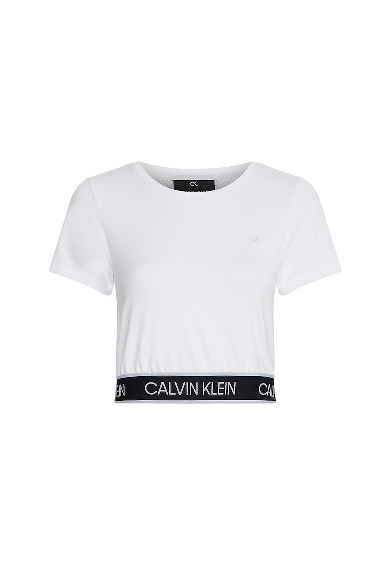 CALVIN KLEIN Tricou crop cu banda cu imprimeu logo in talie pentru fitness - Pled.ro