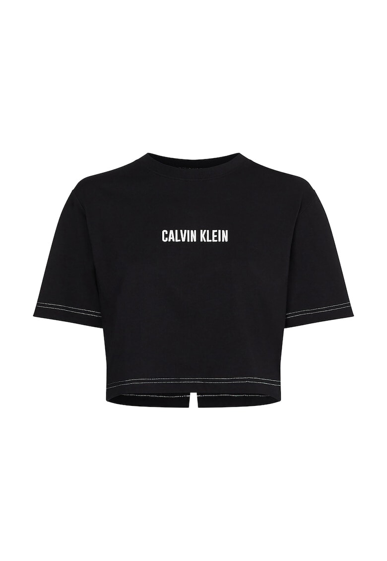 CALVIN KLEIN Tricou crop cu slit pe partea din spate pentru antrenament - Pled.ro