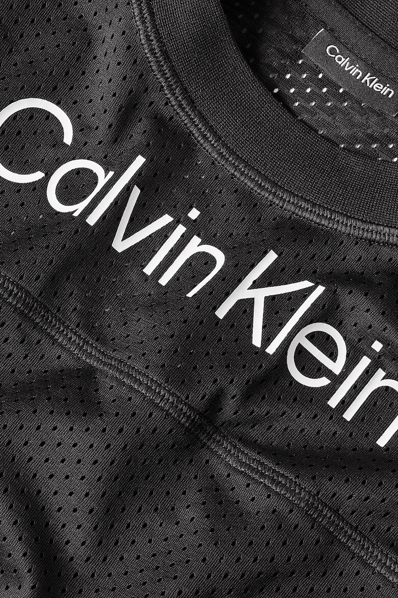 CALVIN KLEIN Tricou cu aspect cu perforatii si imprimeu logo pentru fitness - Pled.ro