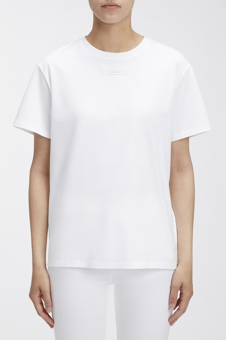 CALVIN KLEIN Tricou de bumbac organic cu decolteu la baza gatului - Pled.ro