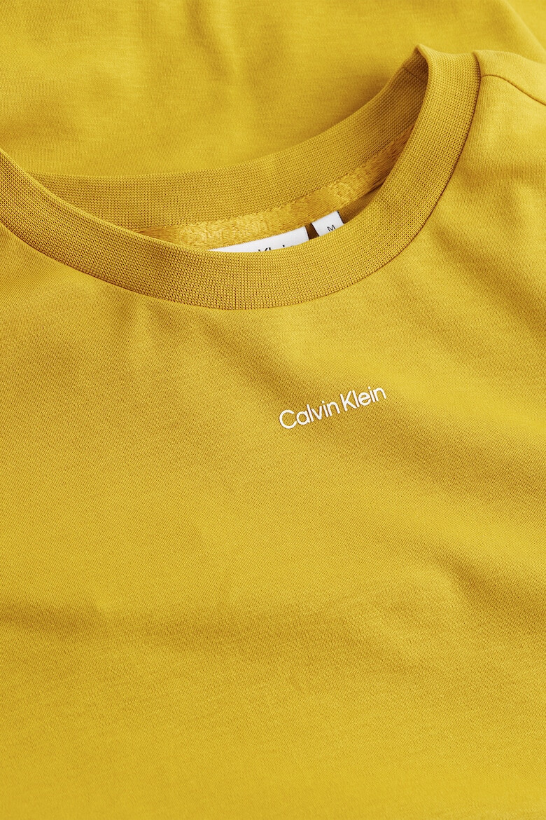 CALVIN KLEIN Tricou de bumbac organic cu decolteu la baza gatului - Pled.ro