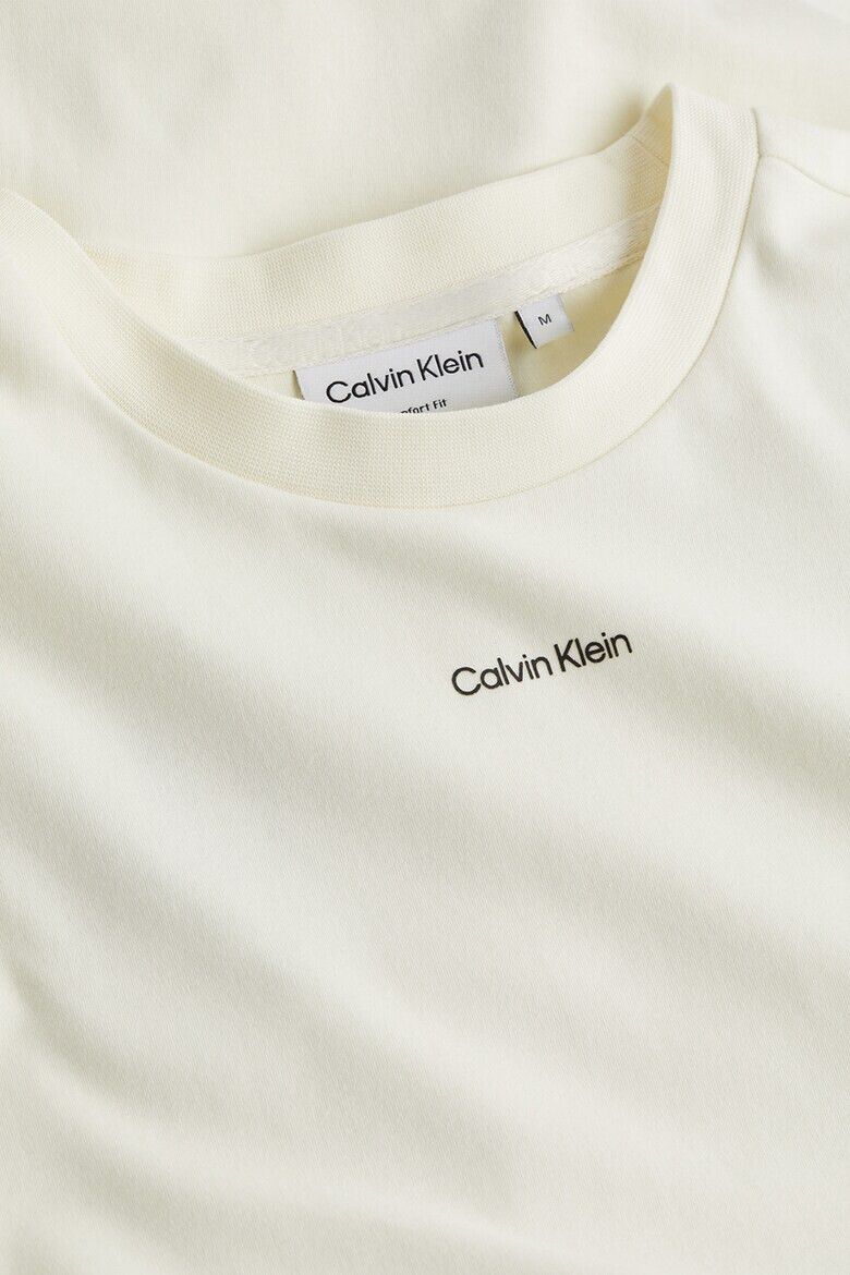 CALVIN KLEIN Tricou de bumbac organic cu decolteu la baza gatului - Pled.ro