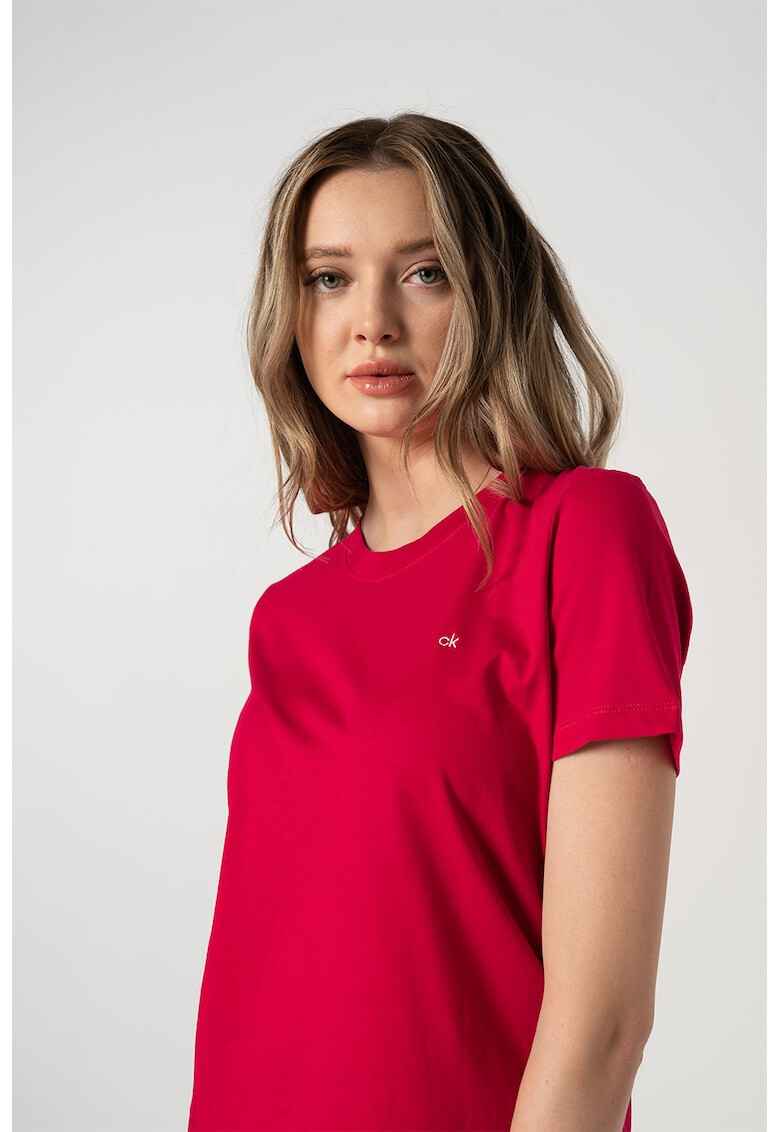 CALVIN KLEIN Tricou de bumbac organic cu decolteu la baza gatului' - Pled.ro