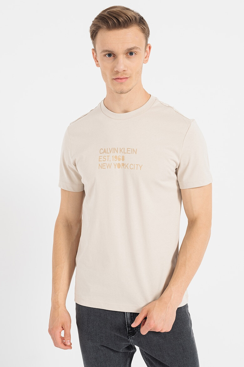 CALVIN KLEIN Tricou din amestec de bumbac organic cu imprimeu logo - Pled.ro