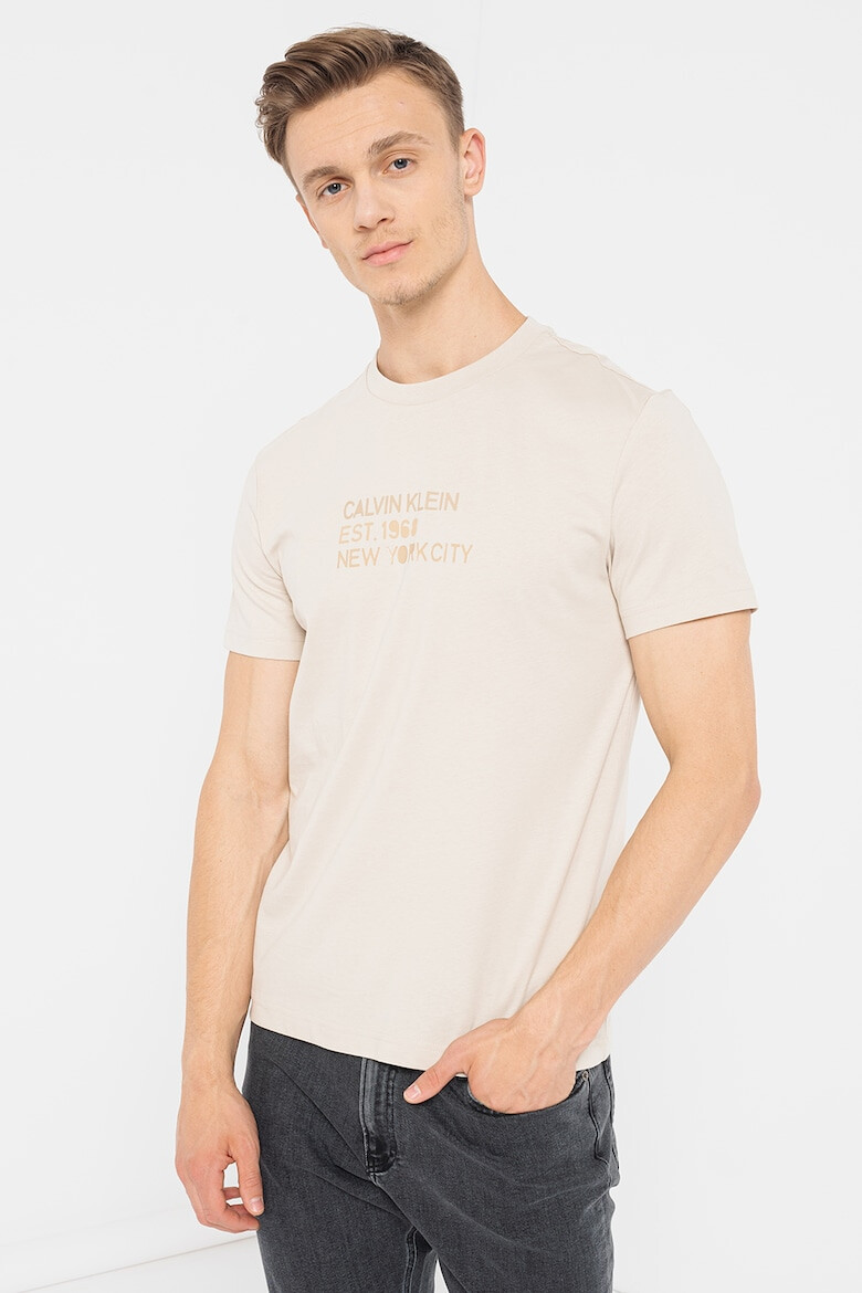 CALVIN KLEIN Tricou din amestec de bumbac organic cu imprimeu logo - Pled.ro